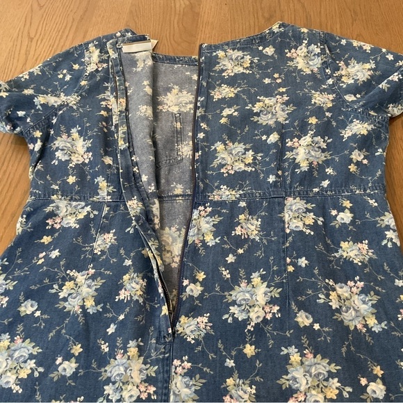 Vintage 90s Liz Claiborne floral denim maxi dress Size large - Picture 8 of 13